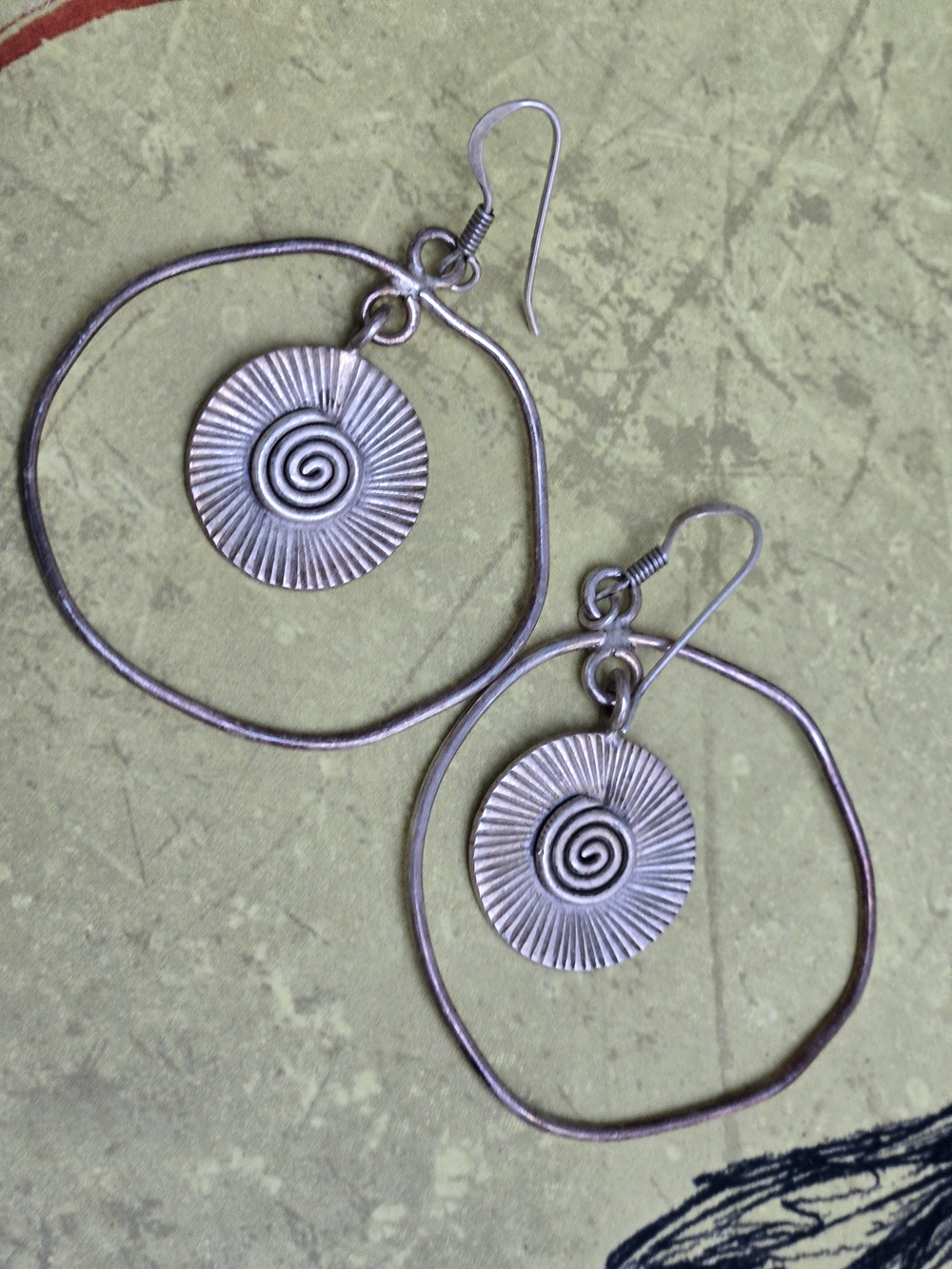 Fine Serling Silver 925 Spiral Sunburst Hoop Drop Earrings - Women Jewelry